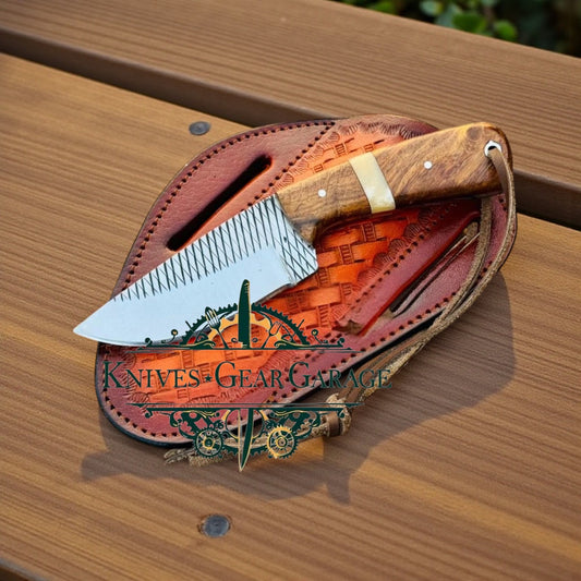 Traditional Cowboy Knife – 3.5" Rasp Steel Blade with Bone & Rosewood Handle