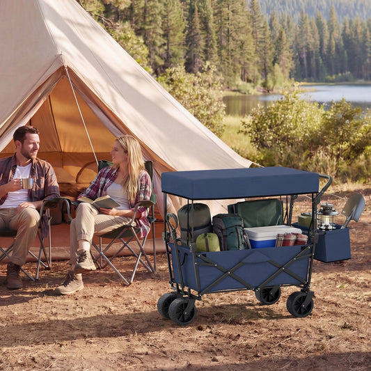 Collapsible Wagon with Removable Canopy and Detachable Storage Bag