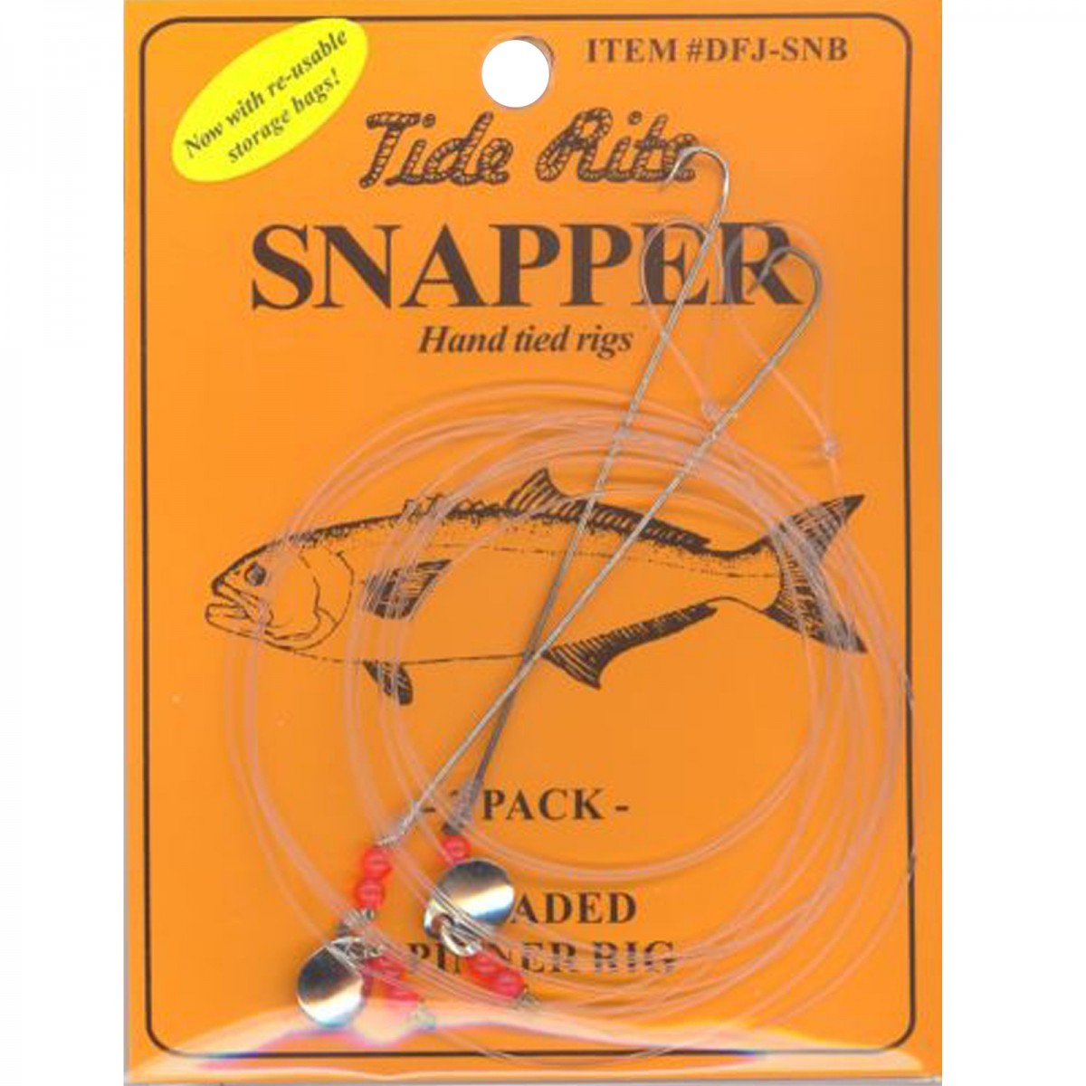 Tide Rite DFJ-SNB Snapper Rig Long Shank w/Bead & Spinner