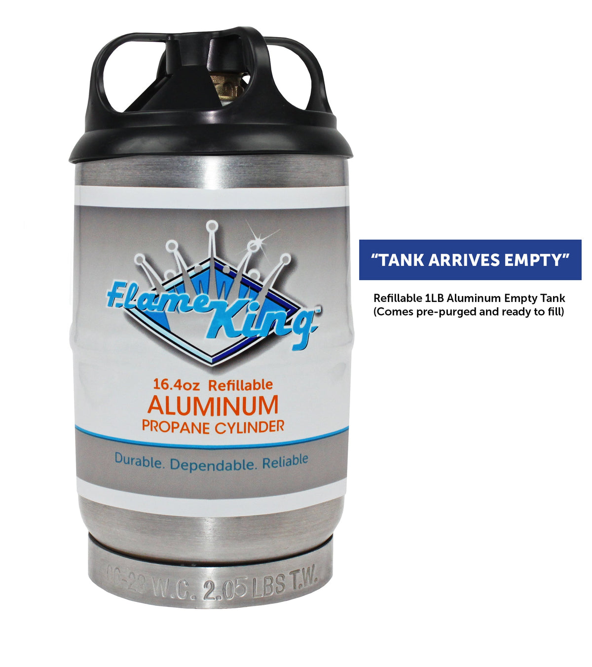 Flame King 1lb Aluminum Refillable Propane Tank LP Cylinder - 2 Pack Eco Friendly Sustainable Tank