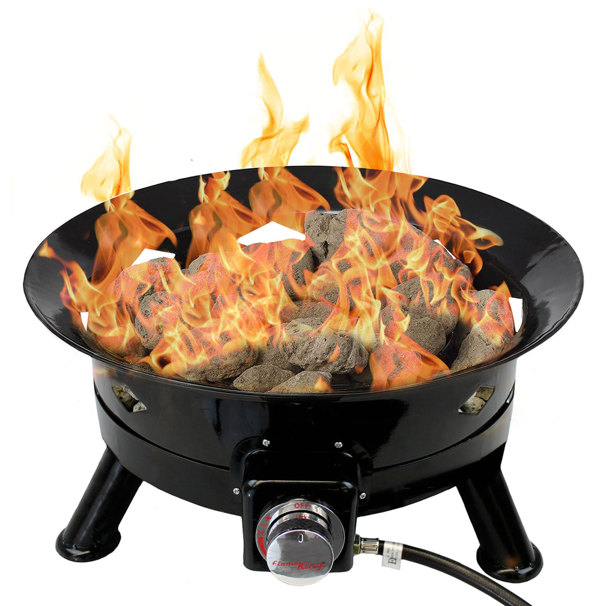 Flame King Outdoor Portable Propane Gas 24" Fire Pit Bowl with Self Igniter Cover Carry Straps
