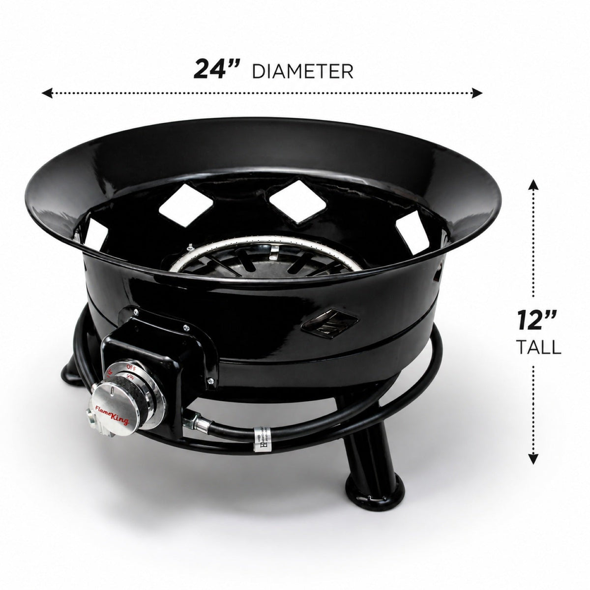 Flame King Outdoor Portable Propane Gas 24" Fire Pit Bowl with Self Igniter Cover Carry Straps