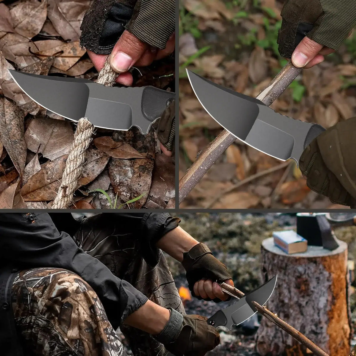 Fixed Blade Hunting Knife for Camping & Survival Super Sharp-4