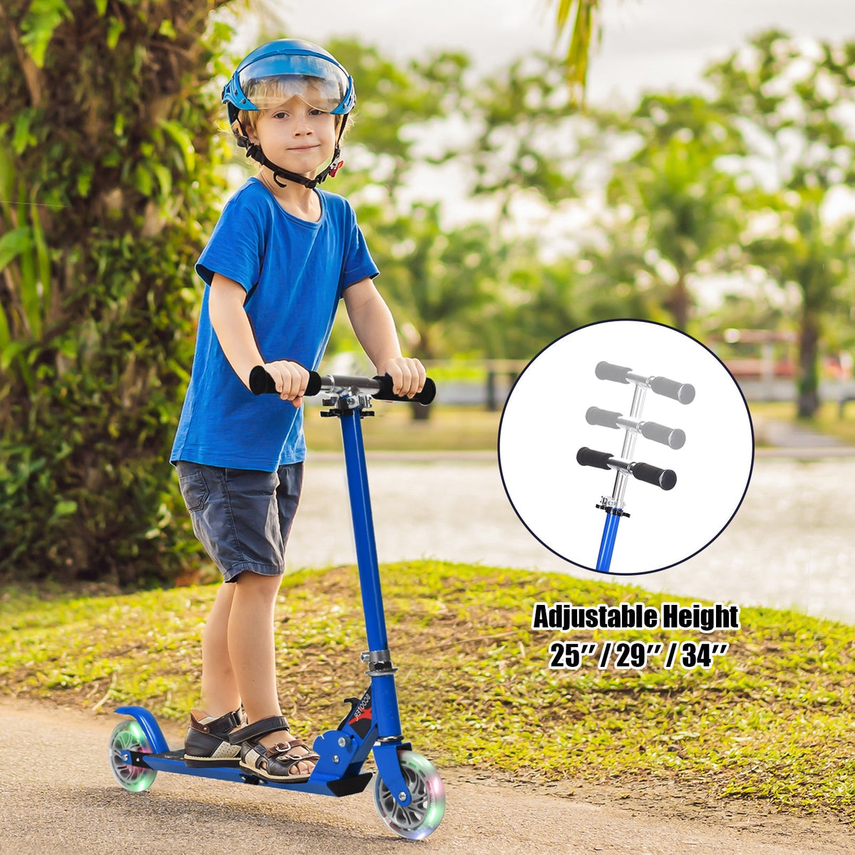 Folding Aluminum Kids Kick Scooter with LED Lights
