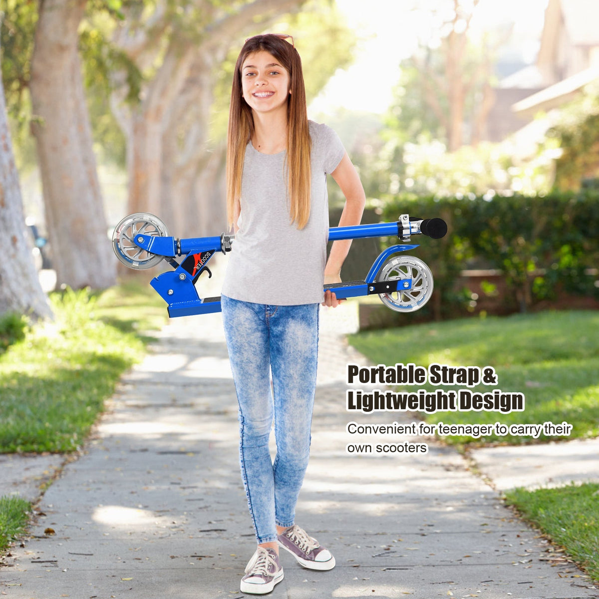 Folding Aluminum Kids Kick Scooter with LED Lights