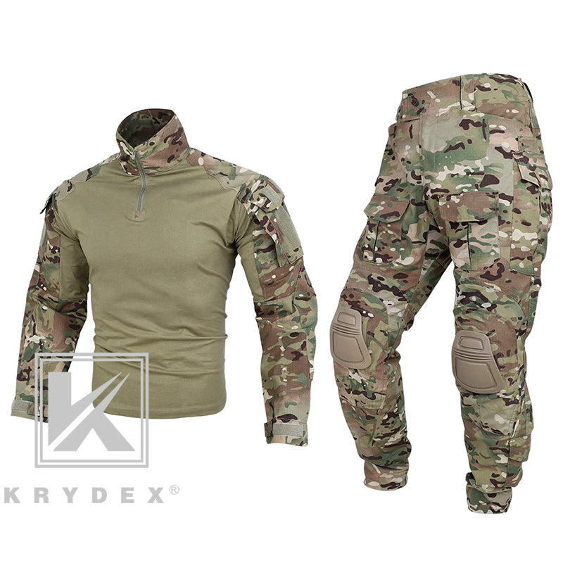 Tactical Camouflage Shirt & Pants Kit Combat Uniform Set For Outdoor Hunting Hiking Gear