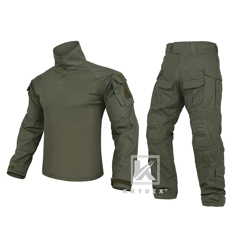 Tactical Camouflage Shirt & Pants Kit Combat Uniform Set For Outdoor Hunting Hiking Gear