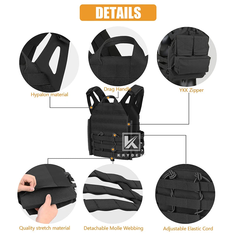 Tactical Plate Carrier Quick Release Assaulter Armor Vest High Speed Instant Cummerbund/Shoulder Strap Black