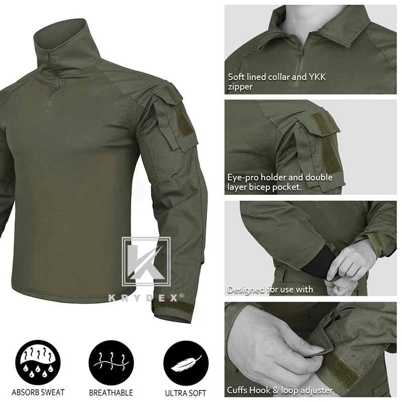 Tactical Camouflage Shirt & Pants Kit Combat Uniform Set For Outdoor Hunting Hiking Gear