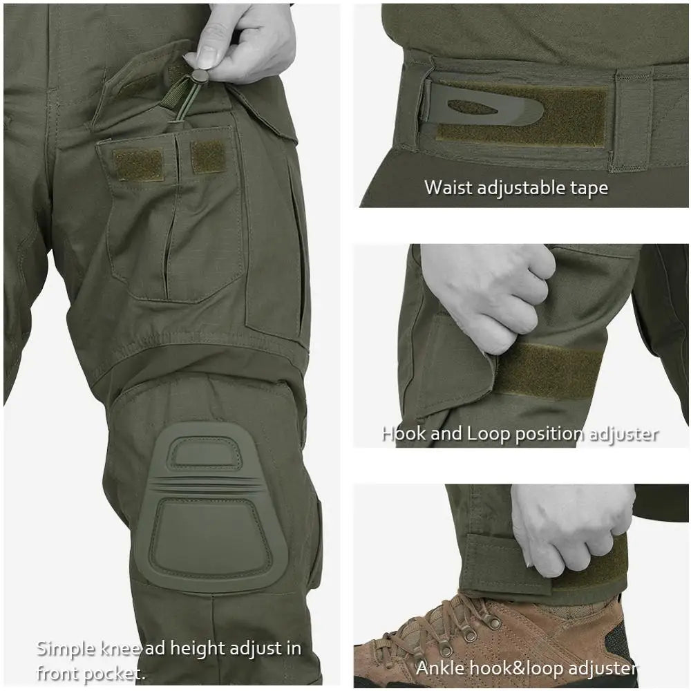 Tactical Camouflage Shirt & Pants Kit Combat Uniform Set For Outdoor Hunting Hiking Gear