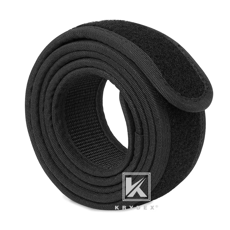 KRYDEX 1.5 Inch Buckleless Inner Liner Belt S-XXXL Tactics Nylon Loop Liner Inner Loopback Belt Hunting Shooting Accessories BK