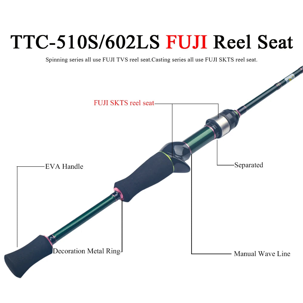 1.75m 5'10" 1.8m 6'0" Carbon Spinning Casting Stream Fast Speed Action Soft Lure Fishing Rod Pole Stick Cane