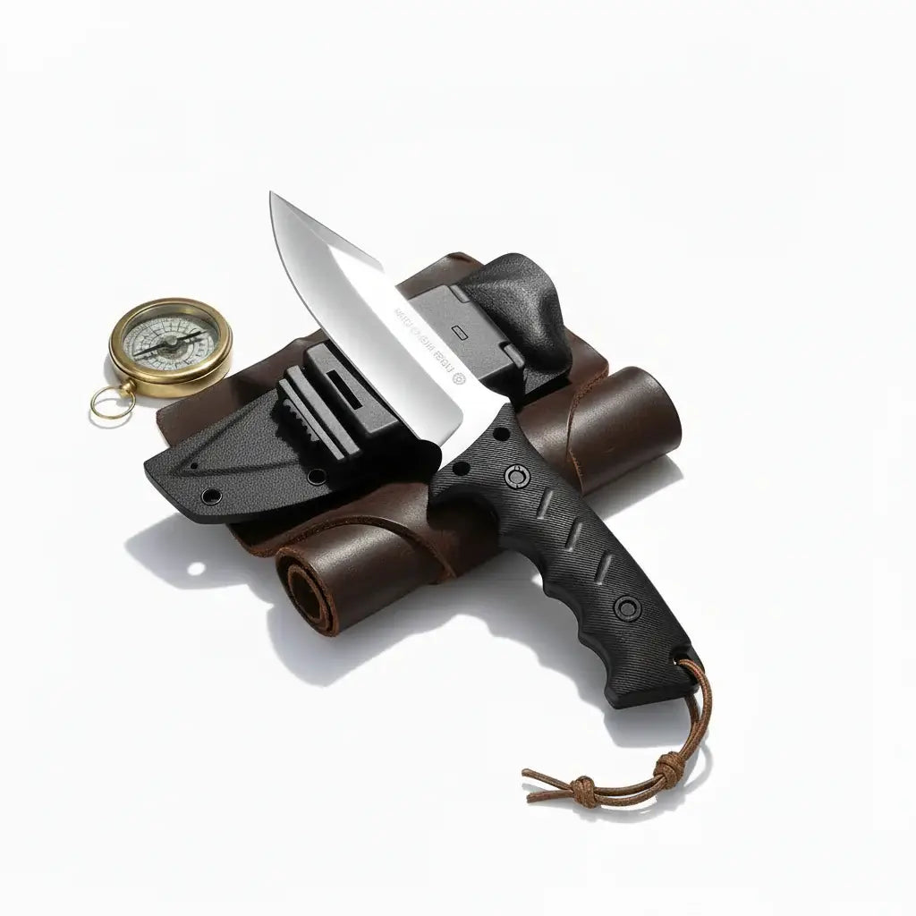 Outdoor Tactical Fixed Blade Hunting Knife with Rubber Handle-0