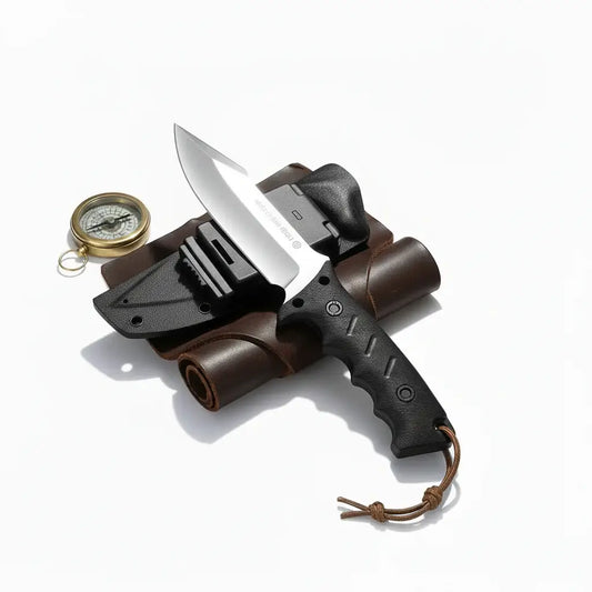 Outdoor Tactical Fixed Blade Hunting Knife with Rubber Handle-0