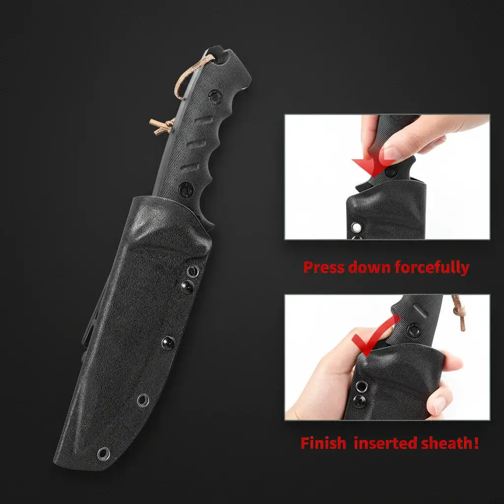 Outdoor Tactical Fixed Blade Hunting Knife with Rubber Handle-1