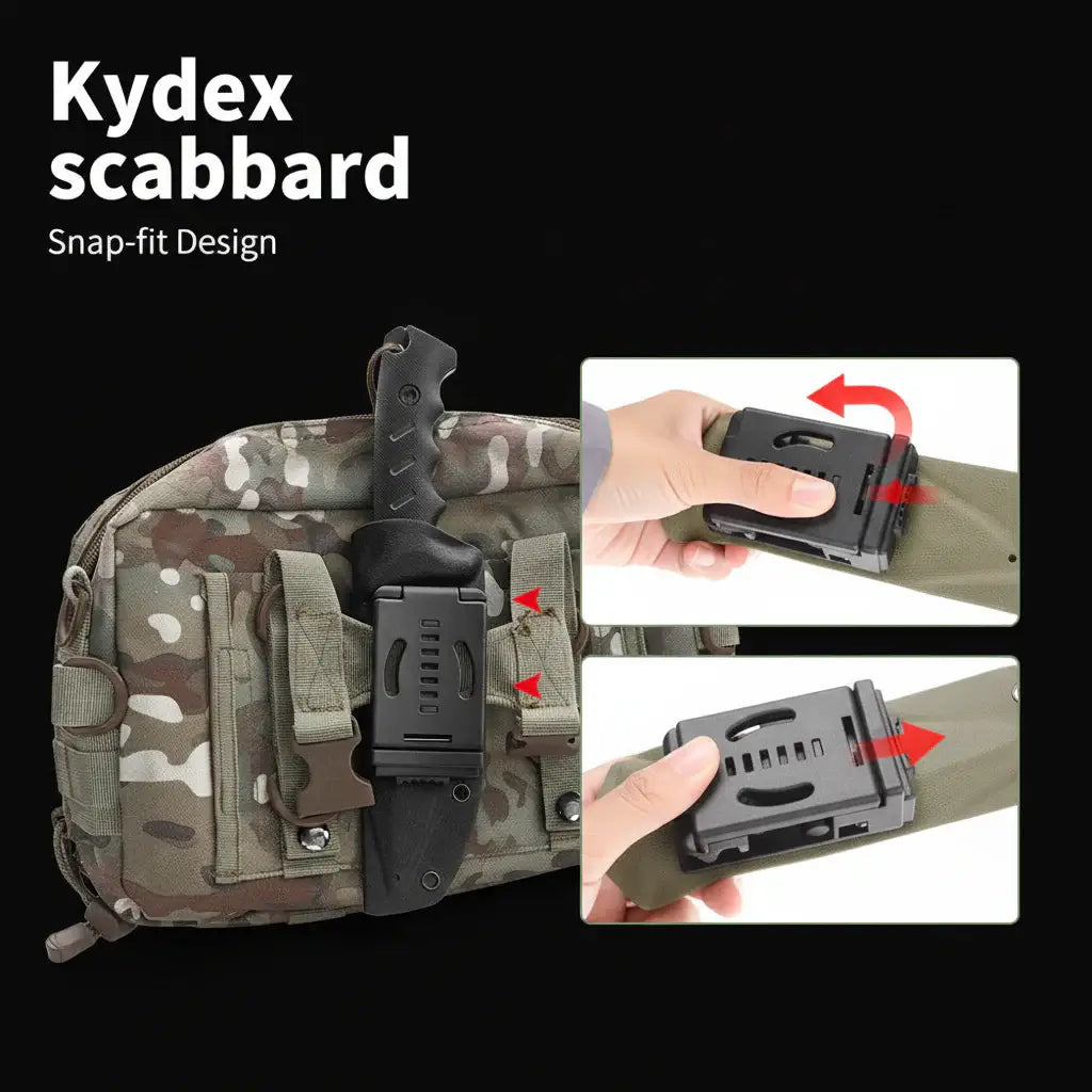 Outdoor Tactical Fixed Blade Hunting Knife with Rubber Handle-2
