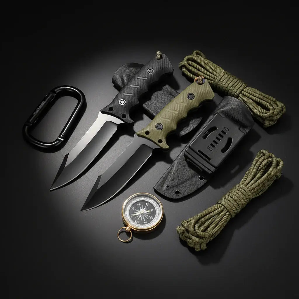 Outdoor Tactical Fixed Blade Hunting Knife with Rubber Handle-4