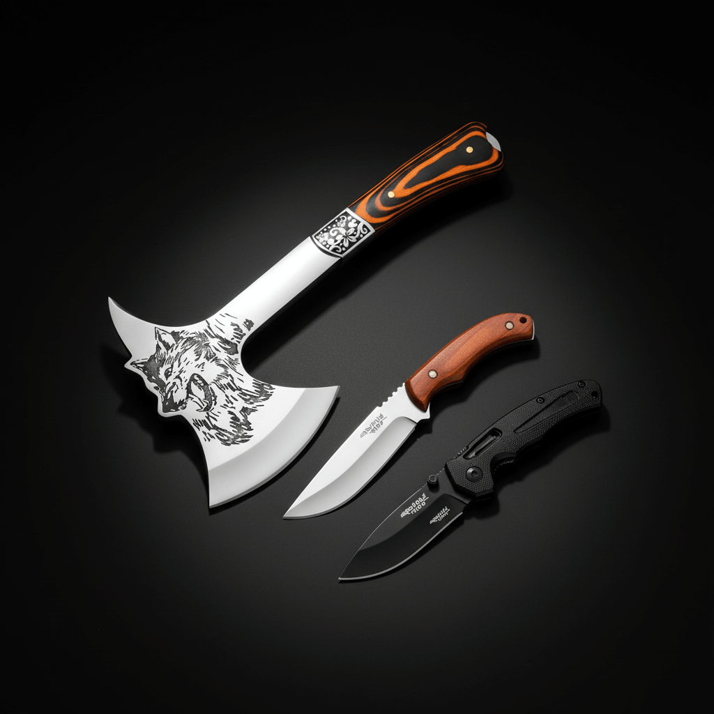 Outdoor Tactical camping Axe Multi-Functional Tool Solid Wood Handle-2