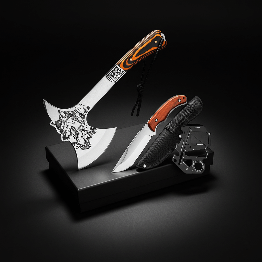 Outdoor Tactical camping Axe Multi-Functional Tool Solid Wood Handle-3
