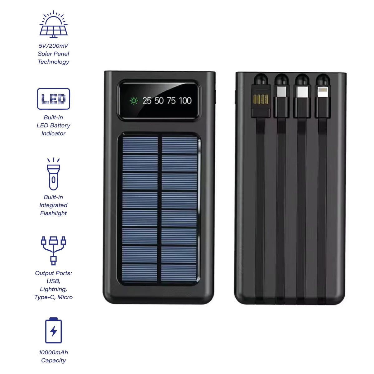 LED Portable Solarsync Power Bank – Poled Portable Solarsync Power Bank – Power Anytime, Anywherewer Anytime, Anywhere