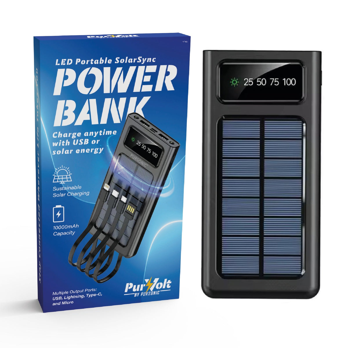 LED Portable Solarsync Power Bank – Poled Portable Solarsync Power Bank – Power Anytime, Anywherewer Anytime, Anywhere