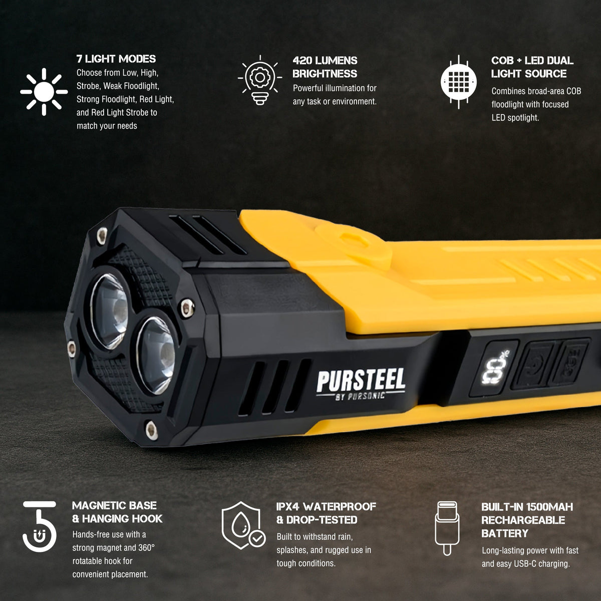 Emergency Prep Bundle: Pursonic 2-In-1 Ultra Bright Flashlight & LED Fast Charging Power Bank