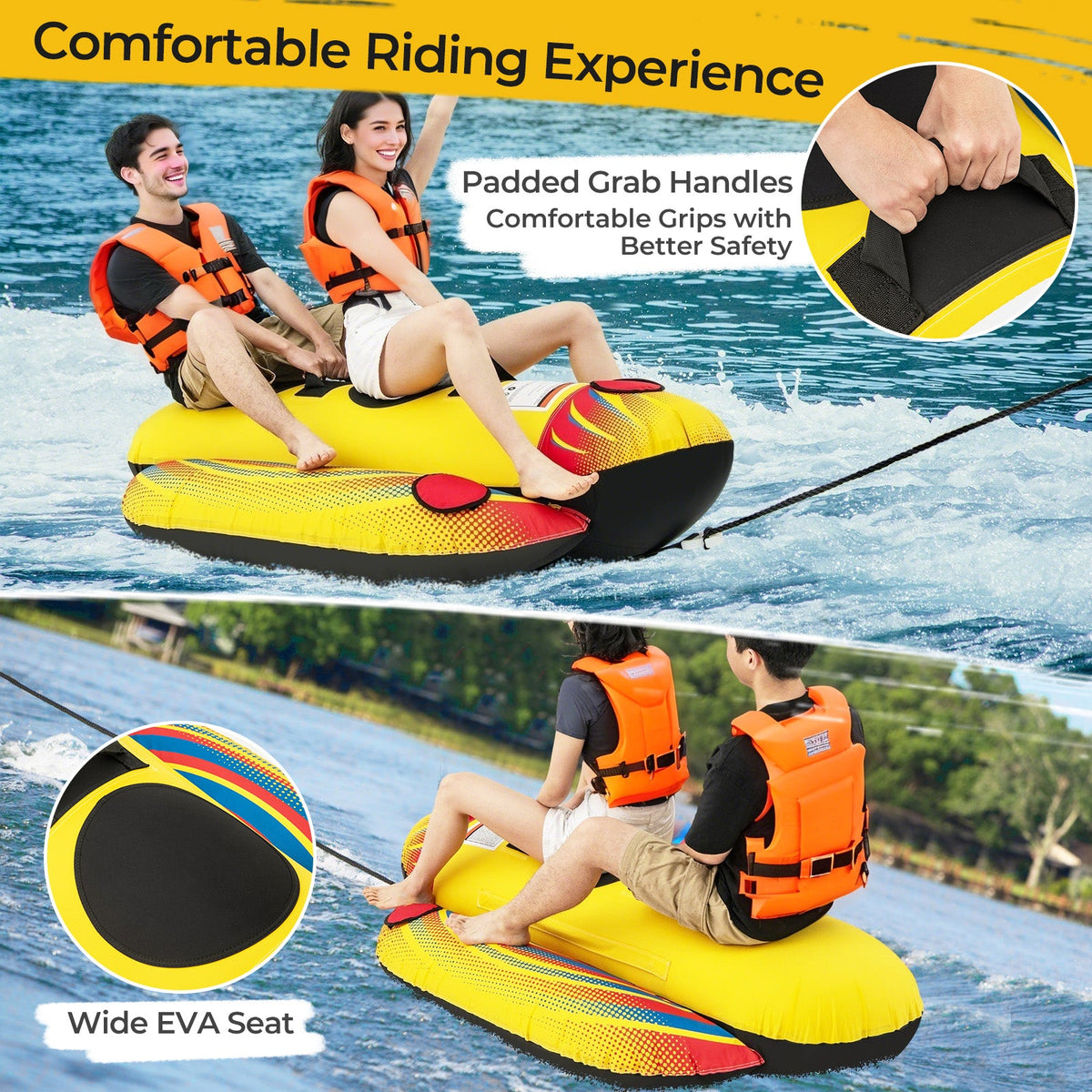 1 or 2 Person Inflatable Towable Tube Banana Boat for Boating