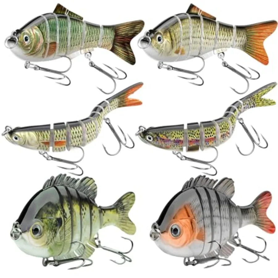 Fishing Lures for Freshwater and Saltwater, 6 Pcs Slow Sinking Most Lifelike Jointed Swimbait for Bass Trout Crappie Walleye Pi