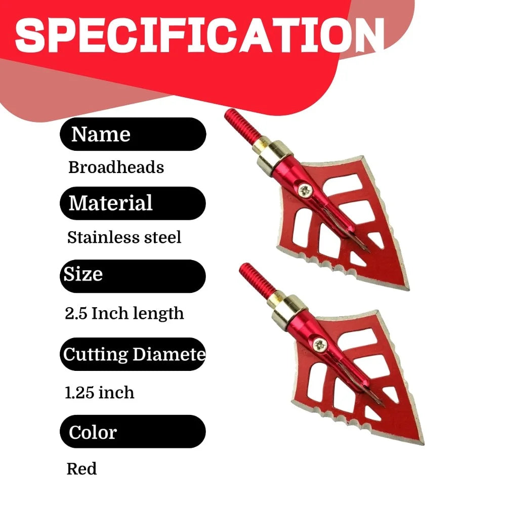 12pcs 125grain Blade Broadhead High Precision Stainless Steel for Compound Recurve Bow Hunting Shooting Target Practice DIY Arrow Shaft Durable Corrosion-Resistant Archery Accessories