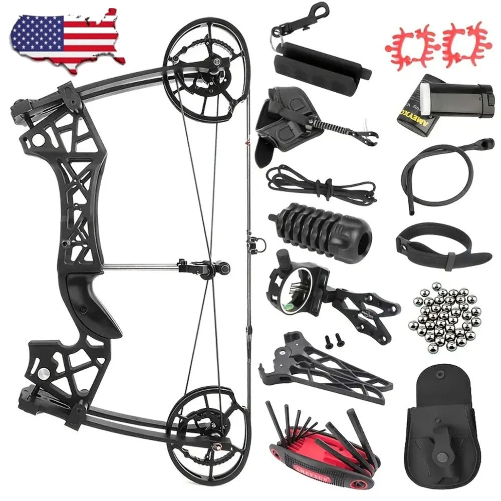 40-65lbs Dual-use Compound Bow Set Aluminum Alloy Riser Left/Right Handed for Archery Hunting Shooting Training Adults