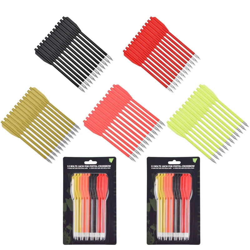 60Pcs Crossbow Bolts 6.3" Carbon Arrows Vanes Pistol Mini Bow Archery Hunting Target Red/Black/Pink/Yellow/Muddy yellow