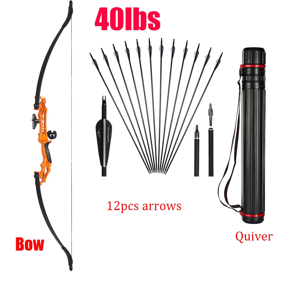 Archery recurve bow Hunting Take Down Bow 40lbs Bow for Outdoor Fishing Shooting Right Hand With Bow Accessories