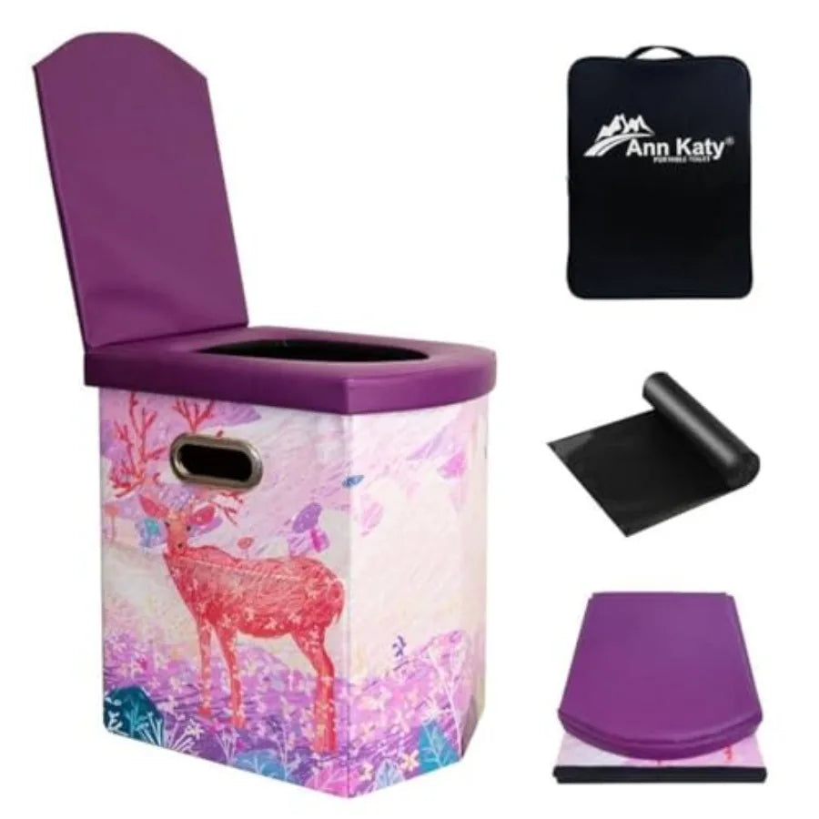 Upgrade XL Portable Toilet for Adults Extra Large Portable Travel Floding Toilet Camping Tall Toilets with Lid for Adults and C
