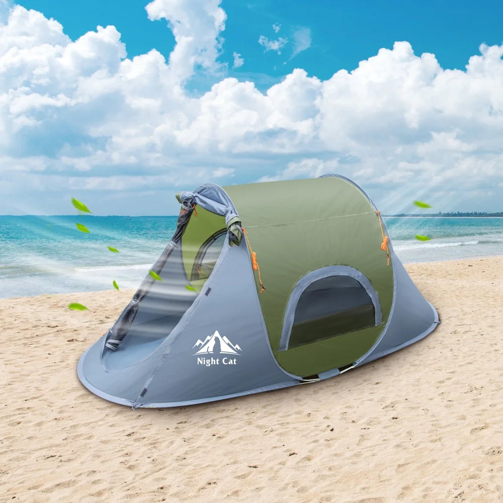 Night Cat Pop-up Camping Tent: 1 Person Tent Waterproof Instant Easy Setup Outdoor Tent For Camping Fishing Hiking Hunting