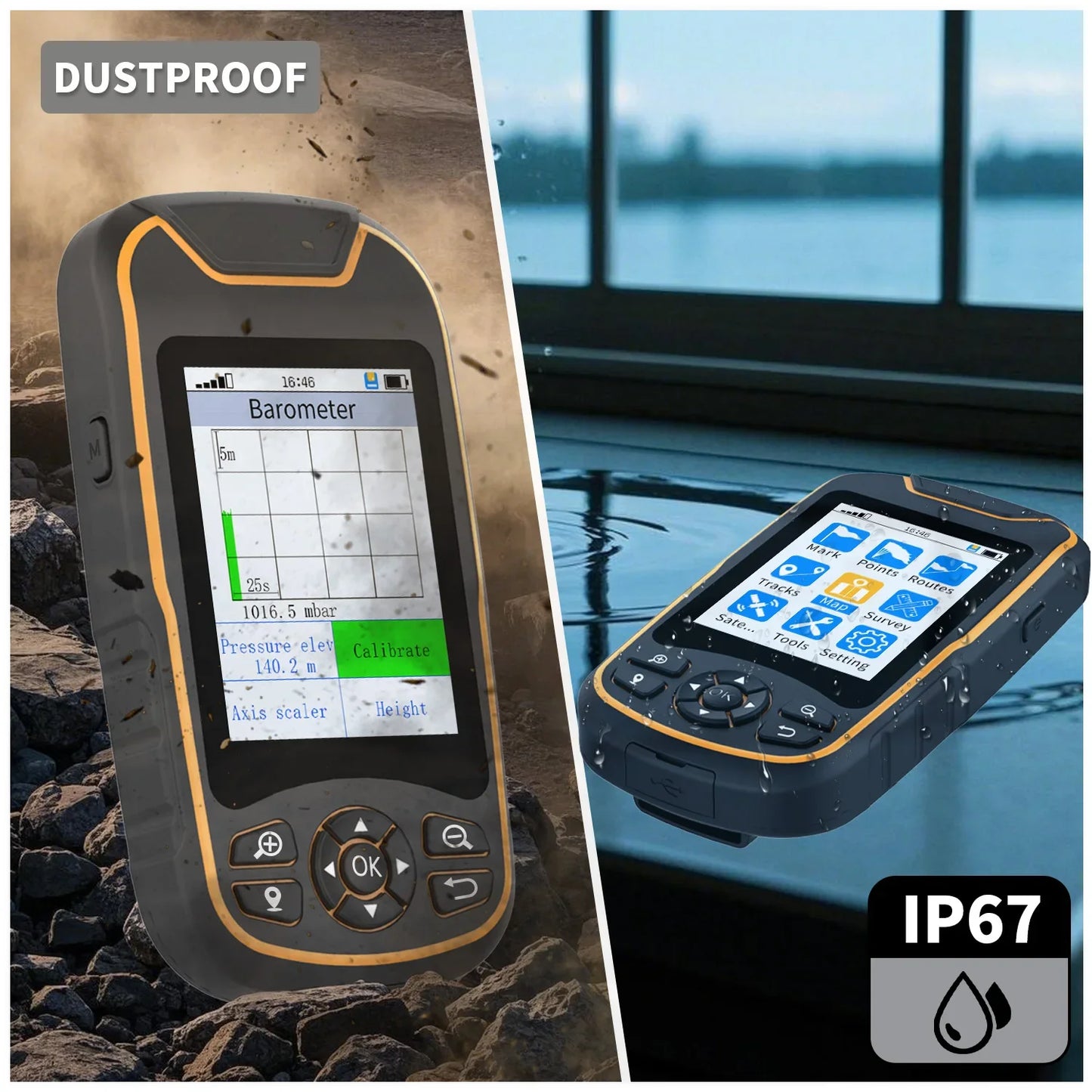 High precision navigation A8 IP67 Handheld gps with color screen & Large capacity lithium battery for camping&hike