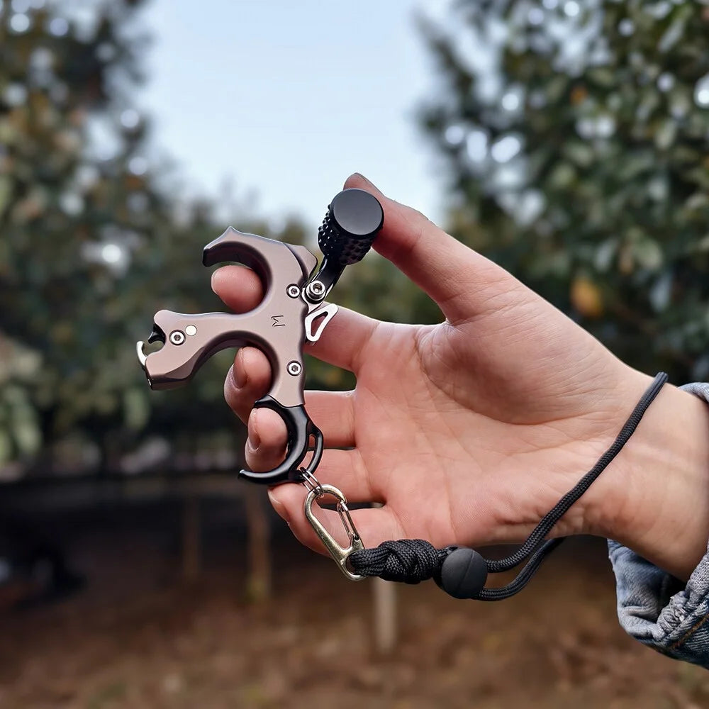 3/4 Finger Bow Release Thumb Trigger Adjustable Sensitivity Manual Jaw Aluminum Alloy for LH RH Compound Bow Shooting