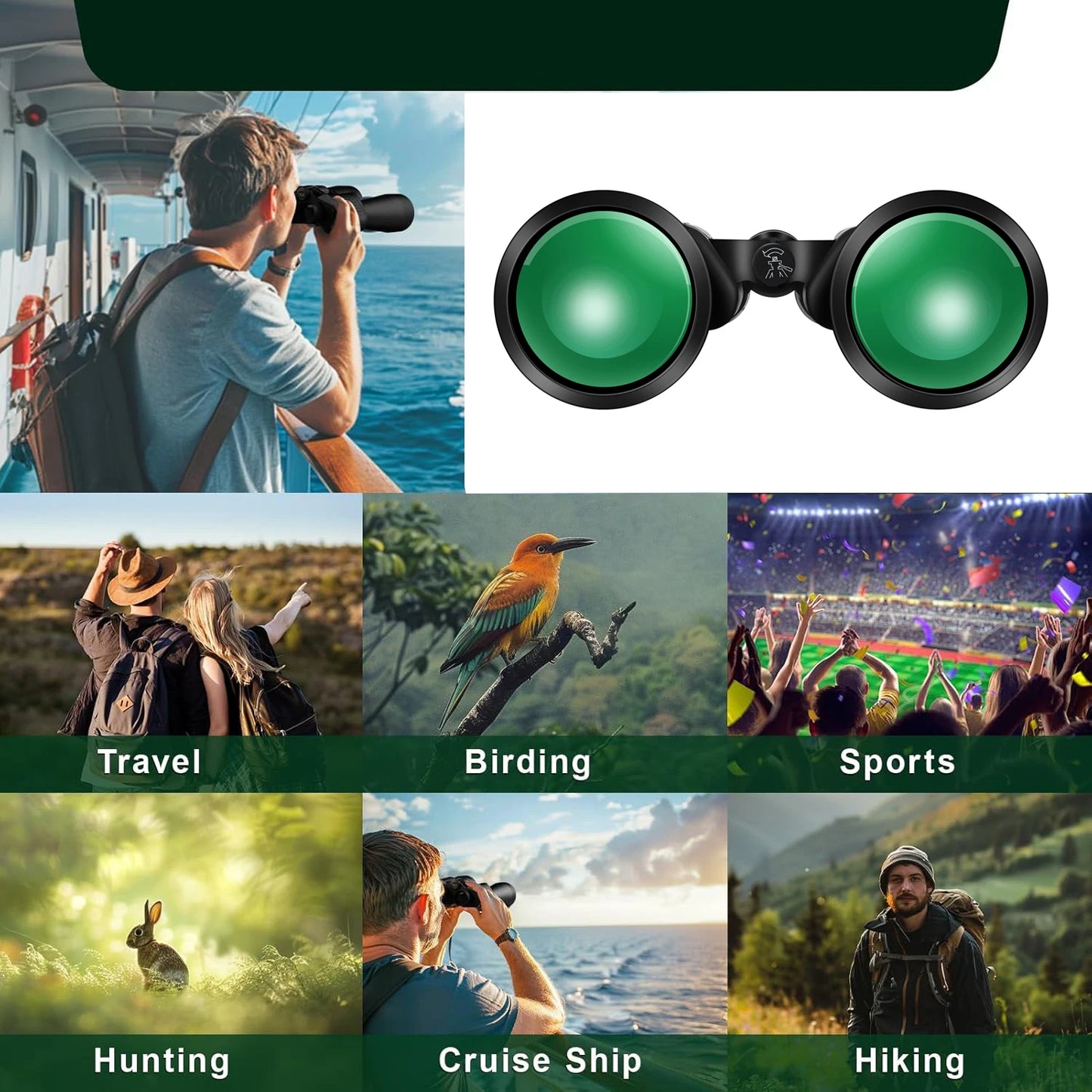 BORWOLF 15-45X60 Binoculars Telescope HD Light Night Vision Bak4 Prism Professional Zoom Powerful for Hunting Bird Watching