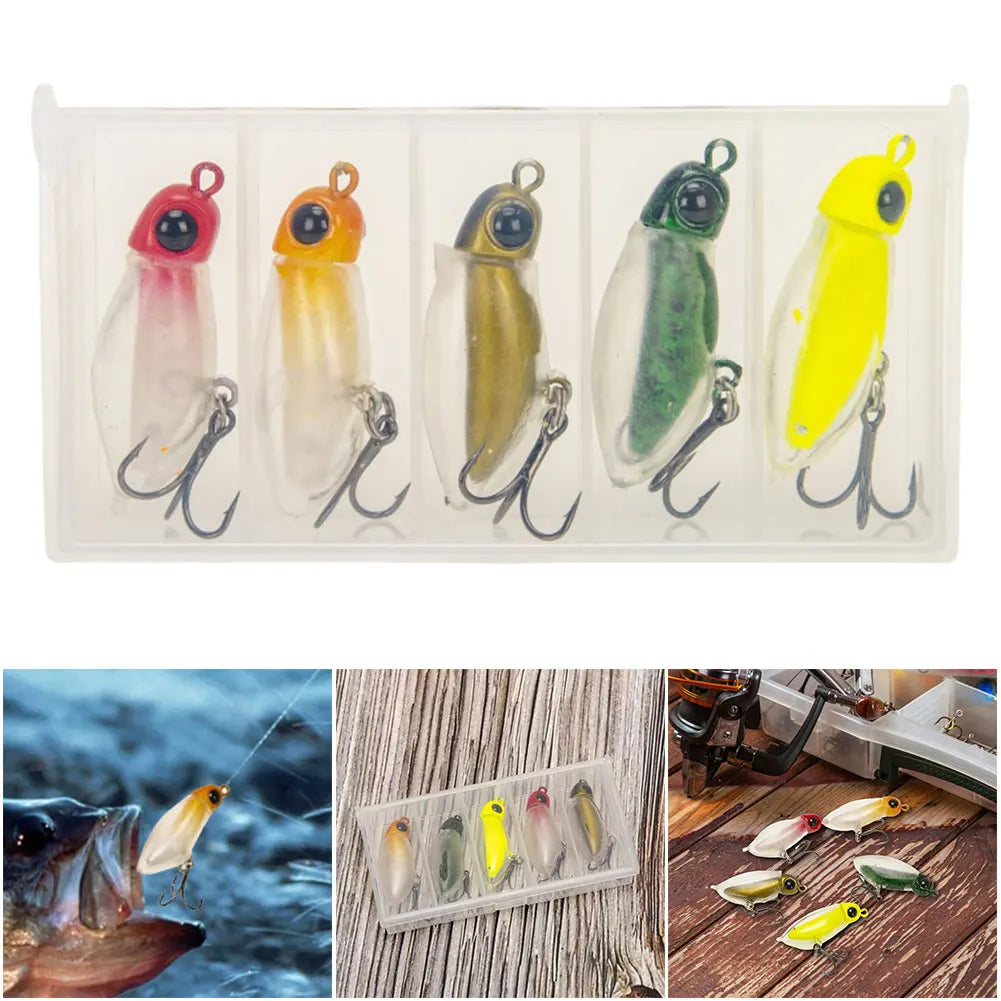5pcs Insect Micro Bait 40mm 2.3g Trout Lure Artificial Bait Wobblers for Freshwater and Saltwater Fishing