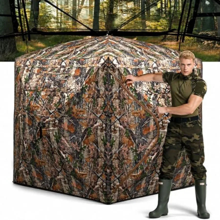 Hunting Blind/ Ground Blind 2/3 Person Soft Material Pop-Up Camouflage Tent Easy-Fold Portable Concealed Shelter with Carrying