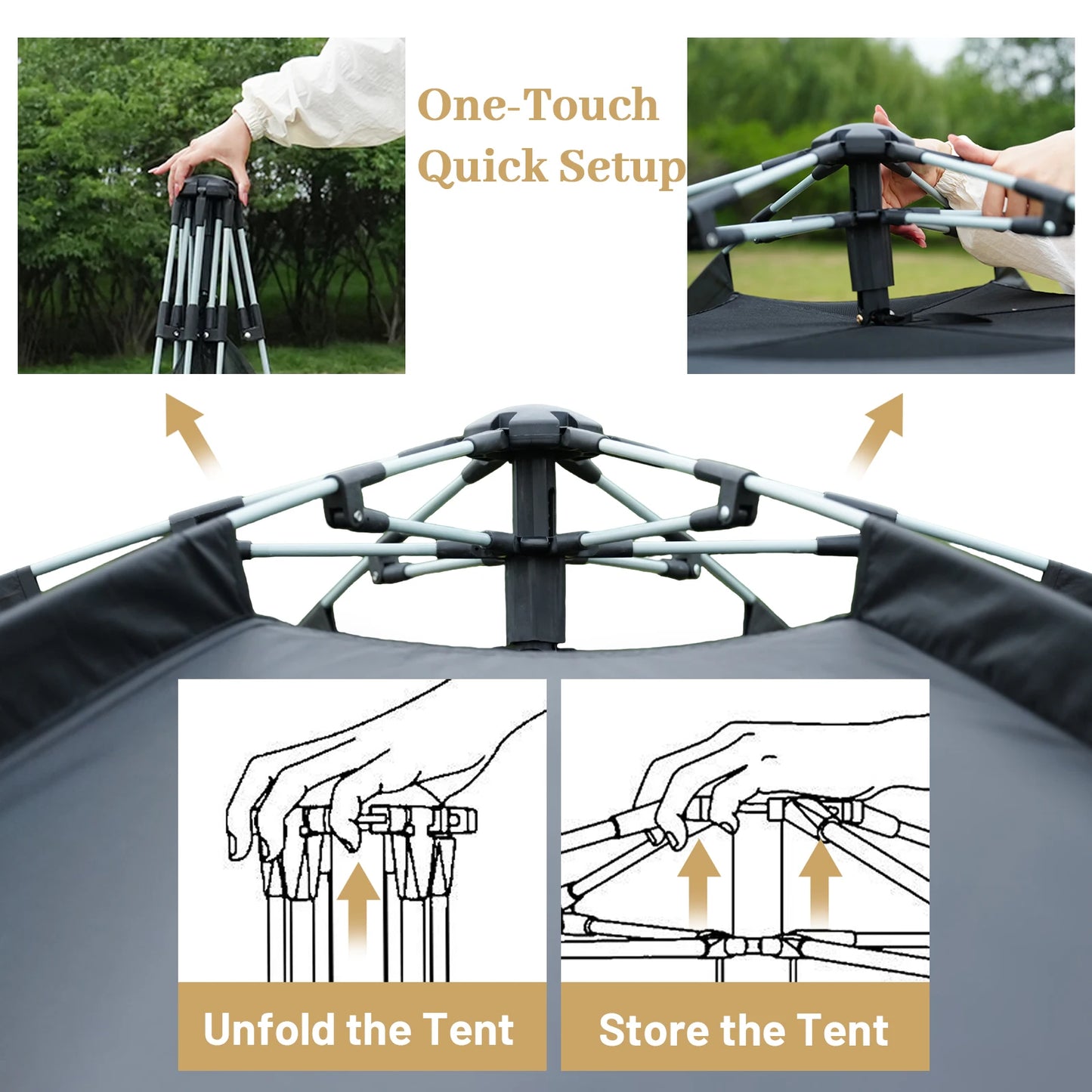 PAKICETUS Dome Camping Tent 2-5 Person Instant Setup 1 Minute Easy Assembly Double Doors Lightweight Portable Backpacking Tent for Outdoor Hiking Travel