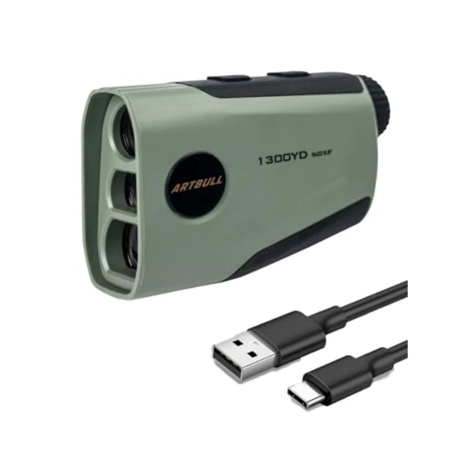 Golf Hunting Laser Rangefinder 1300 Yards 6X Magnification Flag Lock Vibration IPX4 Waterproof USB-C Rechargeable Black