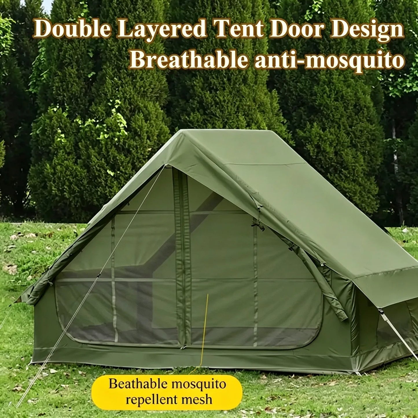 PAKICETUS Hunting Visualization Inflatable Camping Tent Glamping With Skylight Easy Setup Portable Tent With Storage Bag For 4-6 Person Family Outdoor Travel Party