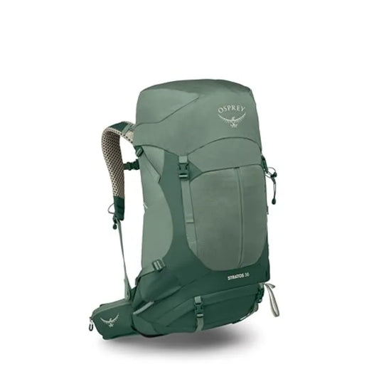 Osprey Stratos 36L Men's Hiking Backpack - Lightweight Backpacking Pack with Waterproof Raincover - Camping Bag Pine Leaf