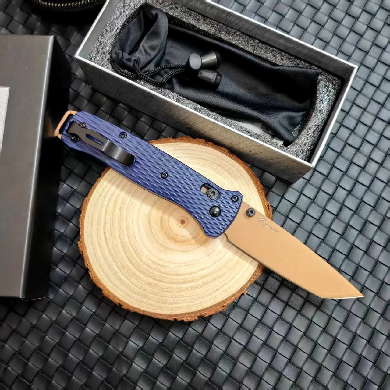 BM 537 Folding Pocket Knife Drop Point Flat Blade Nylon Fiber Handle Hunting Camping Tactical Combat Self-Defense Multi-Function