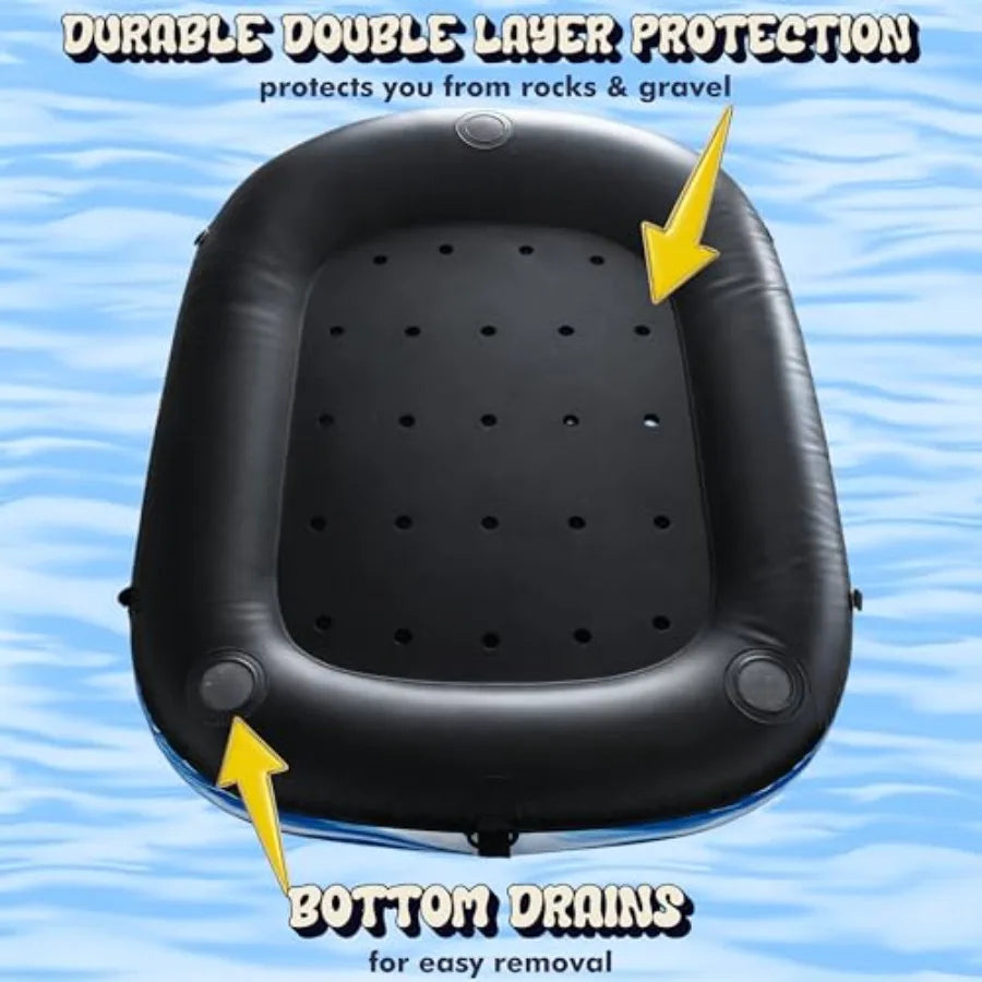 Heavy Duty Inflatable River Tube Float for Adults Fabric Covered Pool Lake Lounger Raft with Backrest Cup Holder Durable PVC Un
