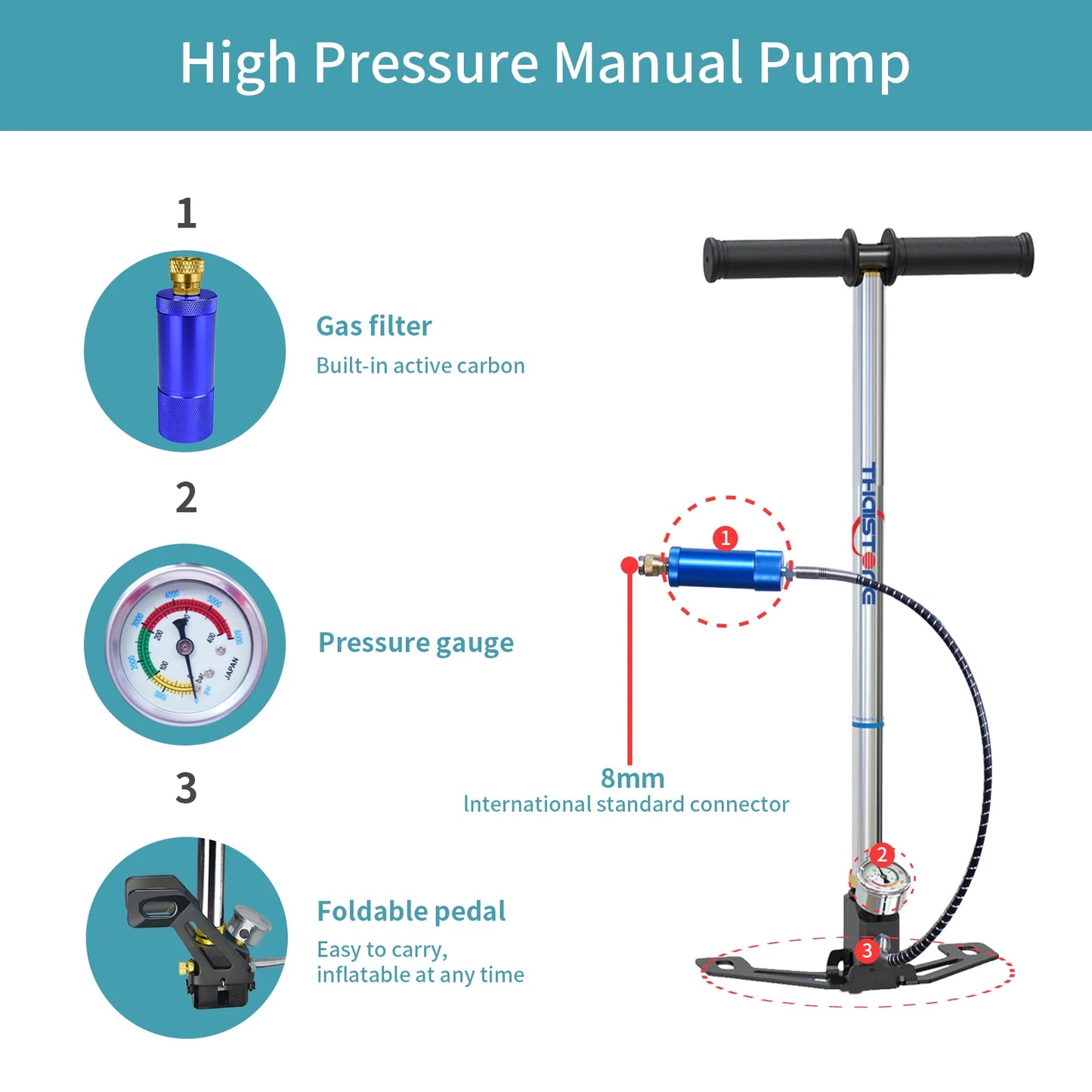 THAISTONE-2PC 0.5L Mini Scuba Tank with Hand Pump Diving Equipment Set