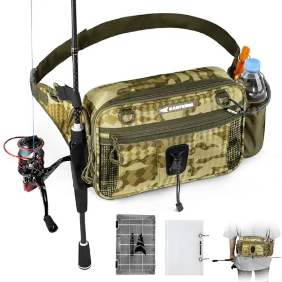 BaitSpace Waist Bag Waterproof Tackle Storage Bag With Adjustable Belt, Fishing Fanny Pack for Men, Soft Bait Organizer, 3600 U