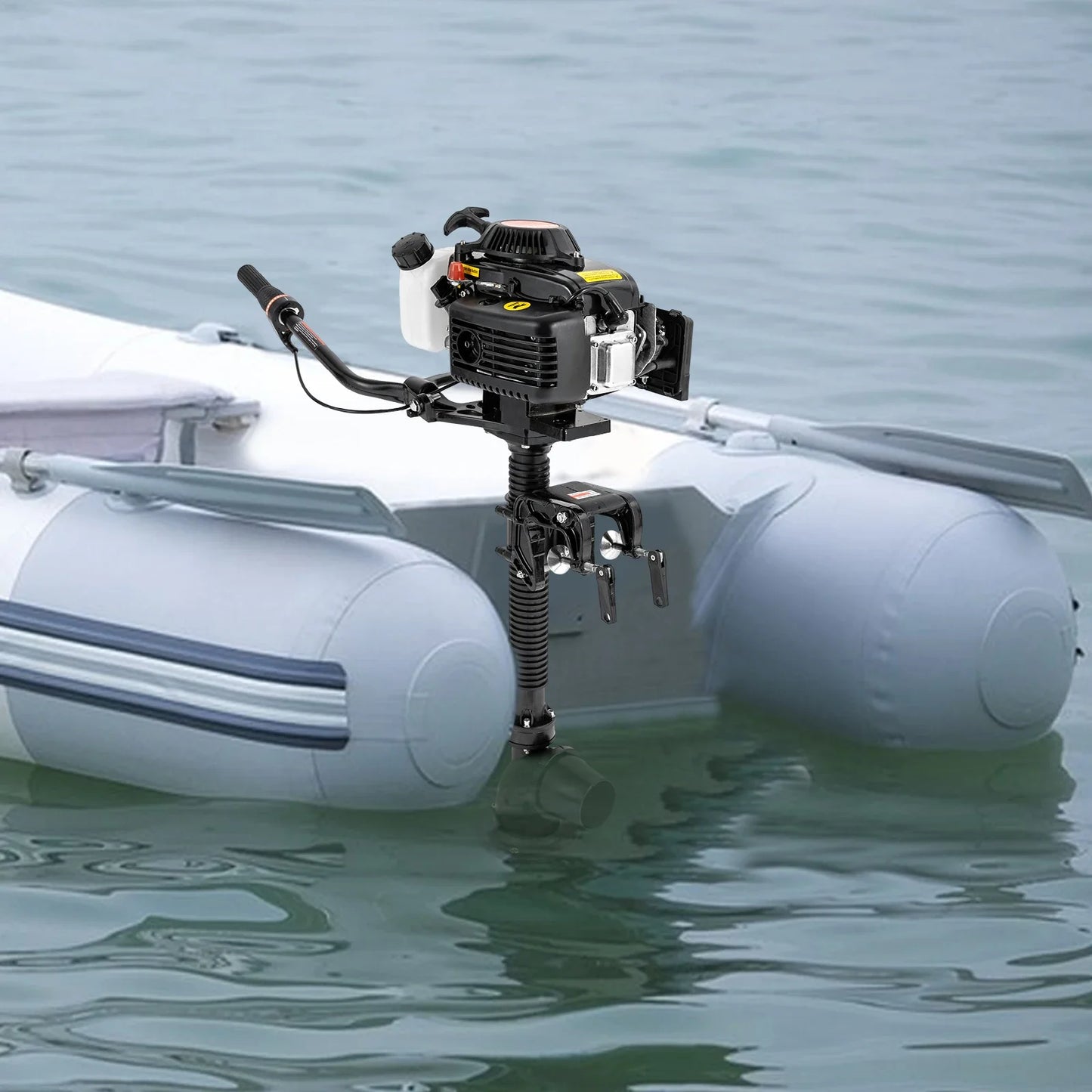 4-Stroke 4HP Outboard Motor Short Shaft, 55CC 5500RPM Heavy Duty Fishing Boat Engine with CDI Ignition System and Wind Cooling, Inflatable Boat Motor for Fishery Production, Water Rescue