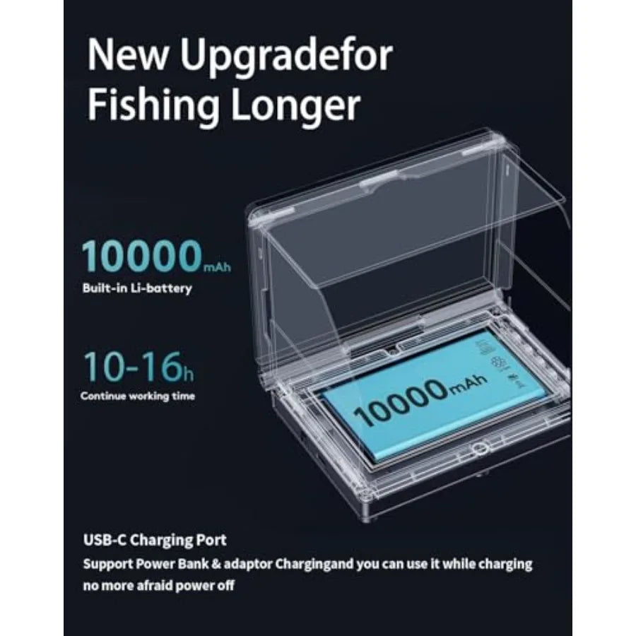 Underwater Fishing Camera for Boat Lake Kayak Ice Fishing, PVC Housing, Black, 5-inch HD LCD Display with 100ft Cable, 10000mAh