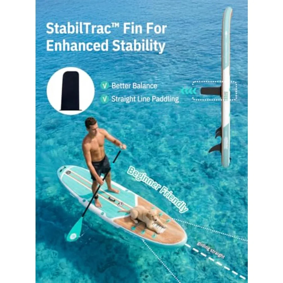 Inflatable Stand Up Paddle Board with SUP Accessories, Anti-Slip EVA Deck, 10'6'' Inflatable Paddle Boards for Adults and Youth